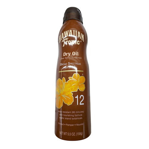 Hawaiian Tropic Tanning Dry Oil Clear Spray Sunscreen, SPF 12 - 5.5 Oz